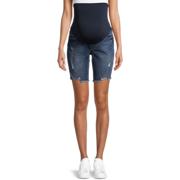 Maternity Time and Tru Distressed Bermuda Shorts with Full Panel - Picture 2 of 10